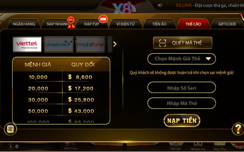 giao dịch nạp tiền bảo mật và xử lý nhanh